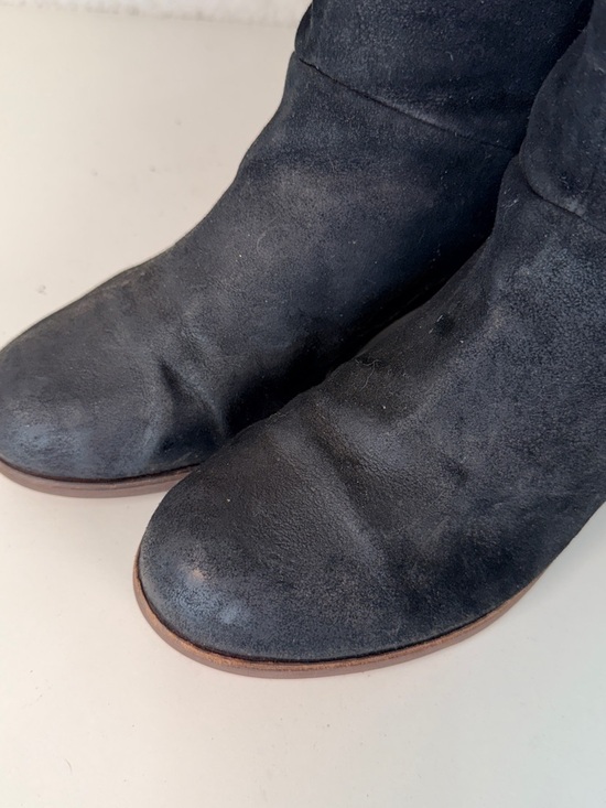 UGG Australia Black Leather Lace Back Mid Calf Boots Womens 8.5 Cozy Warm - Picture 4 of 15